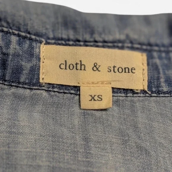 Anthropologie Cloth & Stone Light Blue Chambray Button Down Shirt XS - Picture 6 of 6